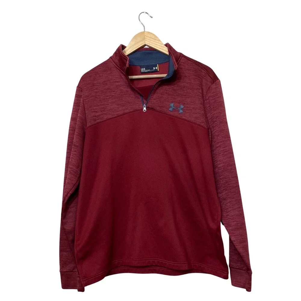 Under Armour Mens Quarter Zip Pullover Maroon Heathered Activewear‎ Large LG/G